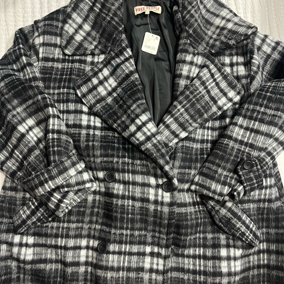 Free People Jackets & Blazers - Free People Monochrome Plaid Pea Coat